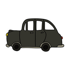 London traditional taxi cab doodle icon, vector color illustration