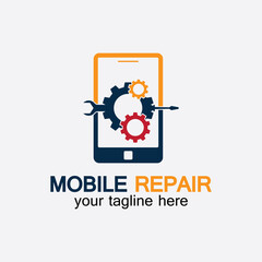 Mobile Phone Repair Logo.phone service logo, Rhone Repair, simple, concept, logo template - Vector