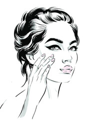 Asian beauty woman skin care