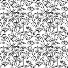 seamless black and white  pattern. Floral design for fabric, textile, wallpaper and packaging 