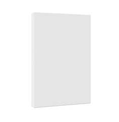 Empty Book Template. Standing closed book with white Cover. Vertical Blank Mockup. 3d Vector Realistic. Magazine, album or diary on white background. EPS10.