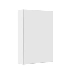 Standing closed book with white Cover. Vertical Blank Mockup. 3d Vector illustration. Empty Book Template. Thick cover. Magazine, album or diary on white background. EPS10.