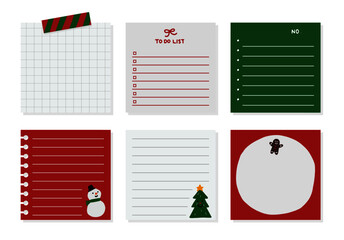 Christmas note and memo. sticky note. Hand drawn design elements. Handwritten lettering.