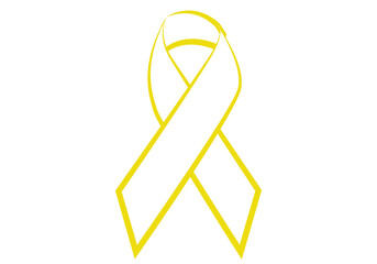 Lazos amarillos en fondo blanco.