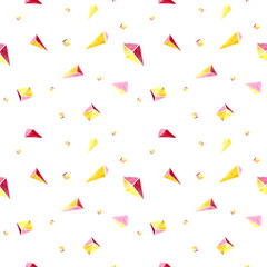 Seamless pattern. Watercolor. Pink crystals. For packaging paper or fabric.