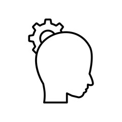 Head with setting line icon. management symbol, business. simple design editable. Design template vector