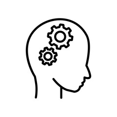 Head with setting line icon. management symbol, business. simple design editable. Design template vector