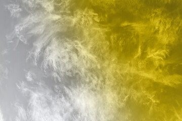 clouds in the sky Colors of the year 2021 Ultimate Gray and Illuminating background. Copy space. Trendy fashion Illuminating Yellow paint sample on a gray background. popular colors in 2021