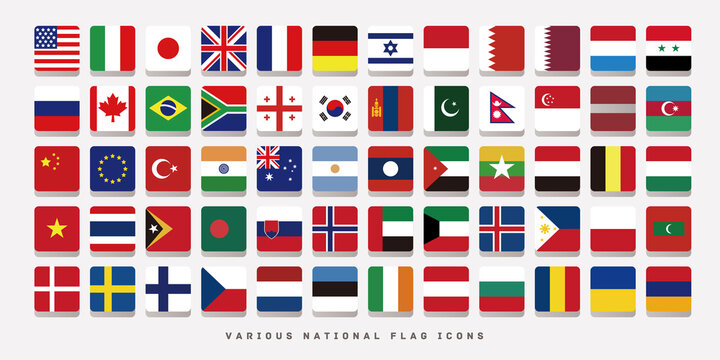 Various national flag icons