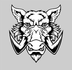 Wild boar head mascot.	