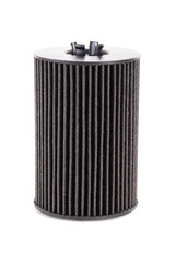 Car oil filter insert on white background, isolate. The concept of cleaning oil from dirt and impurities. Close-up