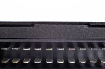 Modern electric car plug on a white background, isolate, closeup