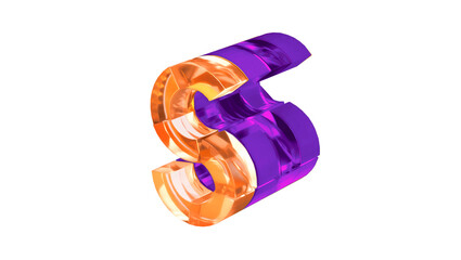 3d letter S of gold and purple glass with detailed texture