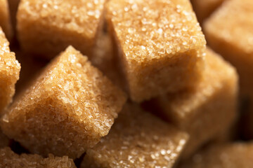 Pieces of brown sugar close-up macro, top view