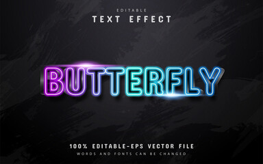 Butterfly text, colorful neon style text effect