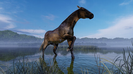Image of Running horse 3D illustration