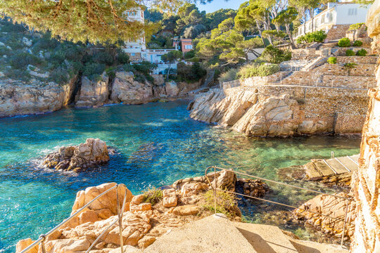 aiguablava winter fornells beaches of catalunya in spain europe turquoise blue sea palafrugell begur girona