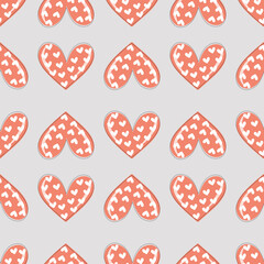 Fototapeta na wymiar Trendy seamless pattern of hearts for festive romantic wrapping paper, fabric, textile, bed linen, covers. Valentine's day template.