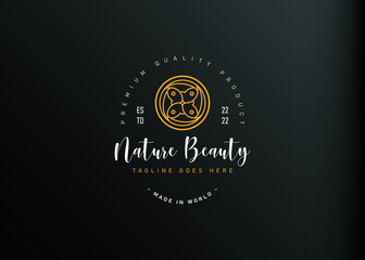 Fototapeta premium Abstract ornament flower logo design. Vector illustration of abstract ornament floral. Vintage logo design vector line icon template