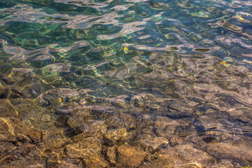 water surface, bottom visible through clear water