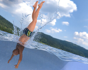 image Jump into the water 3D illustration