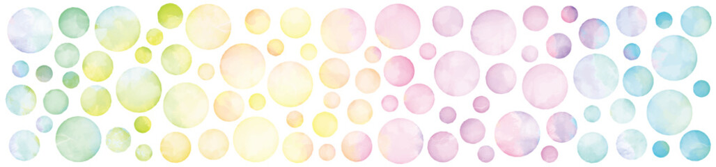 Vector set of rainbow watercolor circles. 水彩のベクター円形セット  - 406744950