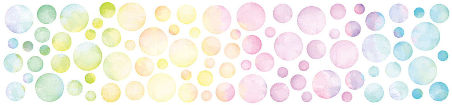 Vector set of rainbow watercolor circles. 水彩のベクター円形セット 