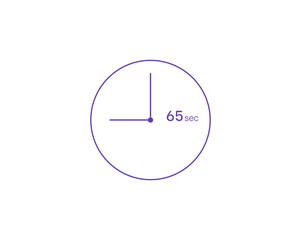 The 65 seconds, Timer 65 sec icon, stopwatch vector icon. Clock and watch, timer, countdown symbol