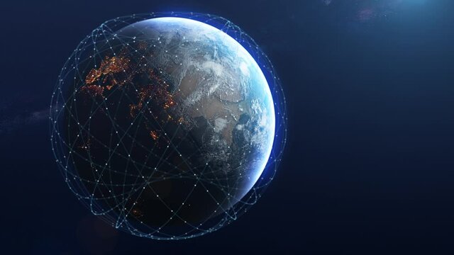 Internet connection by satellites. Global network connection the world abstract 3D rendering satellites