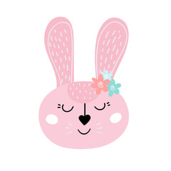 Pink Easter bunny. Easter rabbit.Design for Easter