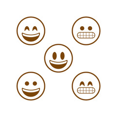 set of smile face with line emoticon