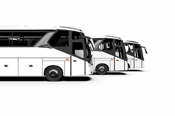 Obraz na płótnie Canvas 3D render representing a fleet of buses / a fleet of buses