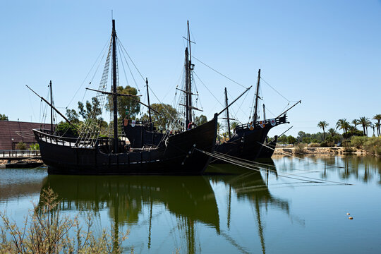 R&eacute;plicas de las carabelas en Palos de la Frontera, Huelva.