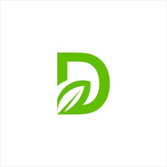 Initial D Logo and Green Leaf Natural Concept Vector Illustration