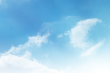 Blue sky with white cloud. The summer heaven is colorful clearing day Good weather and beautiful nature in the morning.