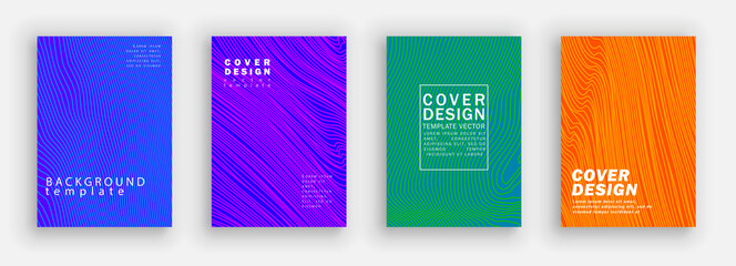 Minimal covers design. Colorfu line set. Color halftone gradients.
