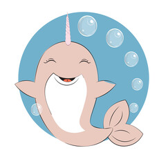 Pink Narwhal with horn unicorn