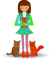 Cat toys collection,cat stuff and cat food isolated on white background.Vector illustration flat design style.