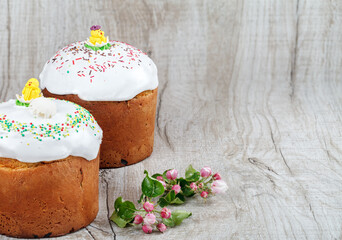 Festive Easter cake on a light background