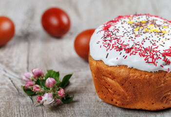 Festive Easter cake on a light background