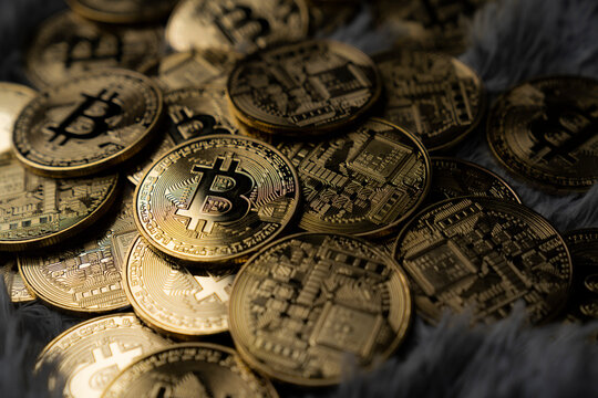 crypto currency business. golden bitcoin, conceptual image for crypto currency digital currency, bitcoin