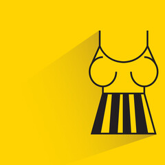 woman dress, swim suit with shadow on yellow background vector