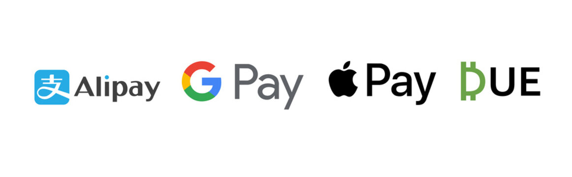 MYKOLAIV, UKRAINE - JANUARY 18, 2021: Logotypes of different payment systems on white background, illustration