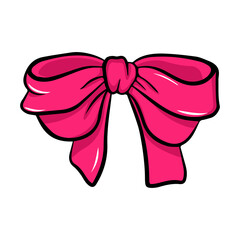 Red ribbon bow. Vector illustration, isolated on a white background.