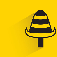 Christmas tree and pine decoration shadow on yellow background vector