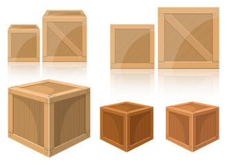 Wooden box vector design illustration isolated on white background