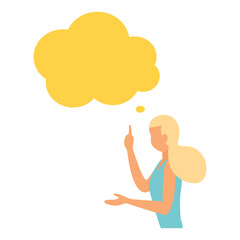 Flat style. Talking woman. Woman with thoughts on a white background. Illustration