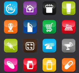 Drug store icons set