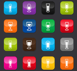 Glasses and cups icons set