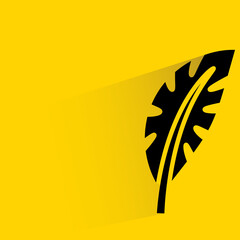 leaf with shadow on yellow background vector